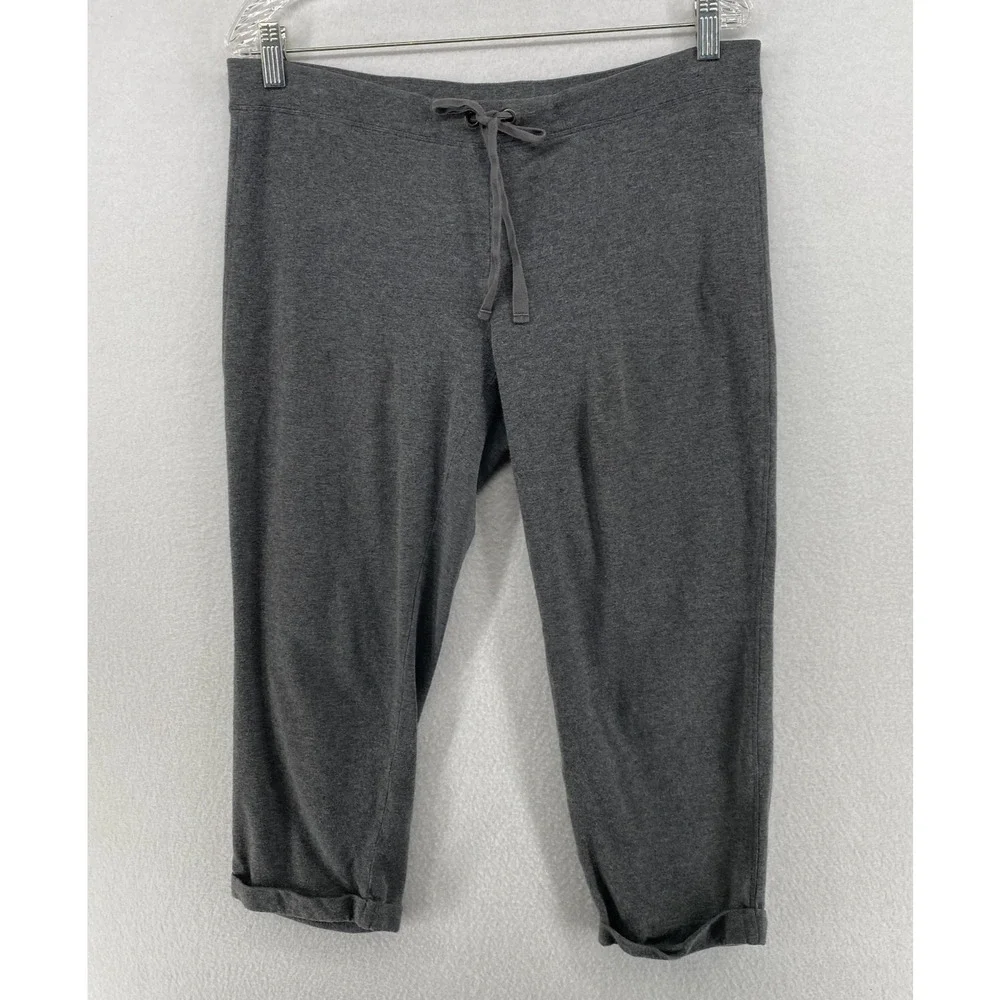 EILEEN FISHER Pants PM Stretch Organic Cotton Jersey Melange Cuffed Ankle Gray